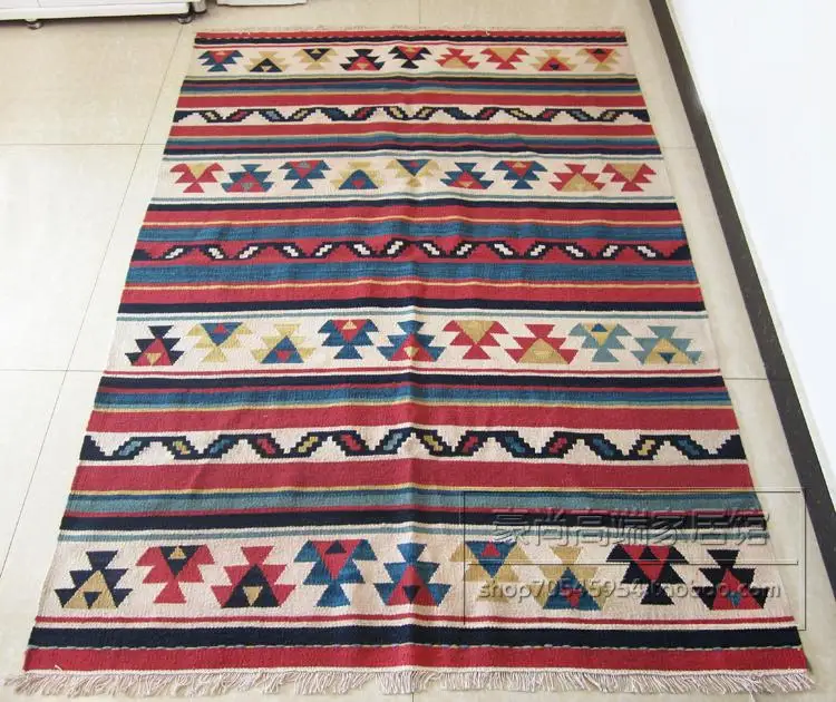 kilim high - grade Turkish Kilim hand - woven pure wool carpet living room coffee table carpet American village 23gc149yg4