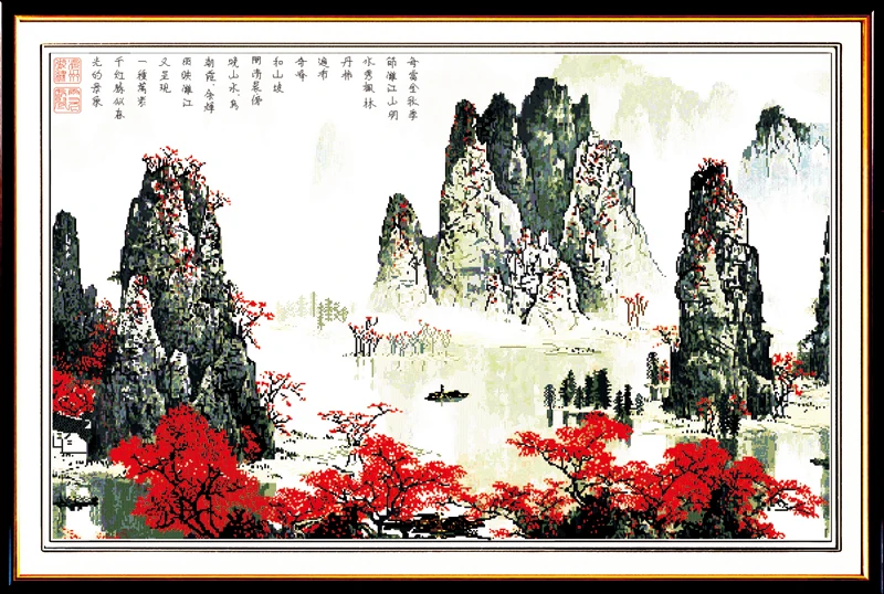 

Лицзянский речный пейзаж, набор для вышивки крестом, 18 карат, 14 карат, 11 карат, печатный холст, вышивка, сделай сам, рукоделие ручной работы