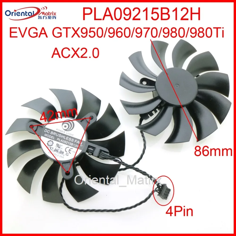 Free Shipping PLA09215B12H 12V 0.55A 86mm 4Pin For EVGA GTX950 GTX960 GTX970 GTX980 GTX980Ti ACX2.0 Graphics Card Cooling Fan