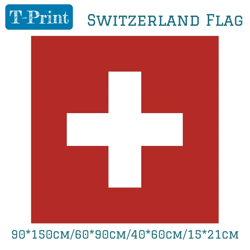 90*90cm/60*60cm/40*40cm/15*15cm Flying Flag High Quality Indoor Home Decoration Swiss Switzerland National Flag Polyester