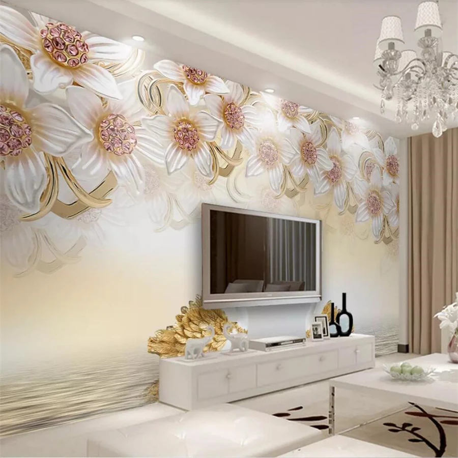 

wellyu Custom wallpaper 3d photo murals stereo jewelry flower swan background wall papers home decor papel de parede wallpaper