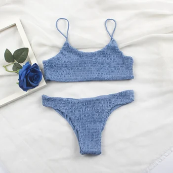 Bikinis plisados sexis 2025, traje de baño para Mujer, traje de baño para Mujer, conjunto de Bikini brasileño para Mujer, ropa de playa, traje de baño de corte alto 313