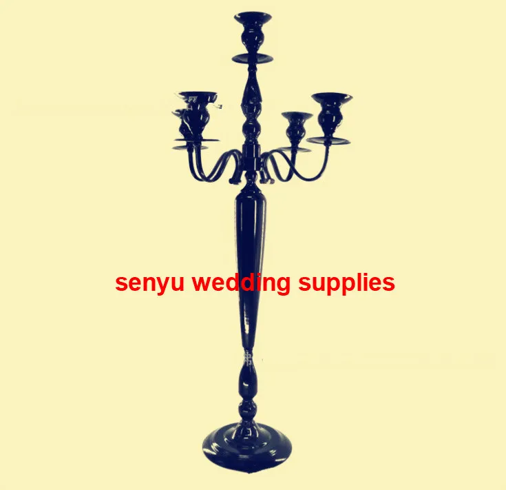 

New style 75cm/90cm 5 arms tall black finished wedding centerpiece crystal ball candelabra senyu0392