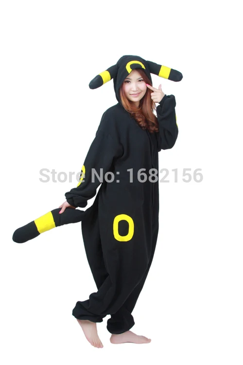 Adult Anime Kigurumi Onesie Cosplay Black Umbreon Unisex Cartoon Pajamas Nightgown Party Clothing