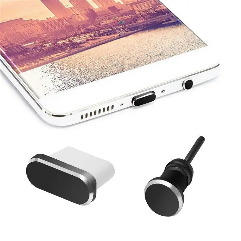 Usb C Aluminum Dust Plug Set Type-C Charging Port 3.5Mm Headphone Jack Cell Phone Accessories For Huawei Mate 20