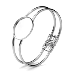 LFPU 25mm Blank Cabochon Base Bangle Alloy DIY Tray Cabochon Open Cuff Bangle Bracelet Findings For Making Fashion Jewelry