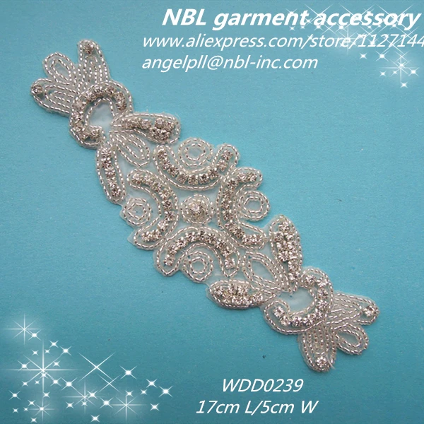 

bridal beaded rhinestone applique for wedding evening dress DIY iron on patch WDD0239