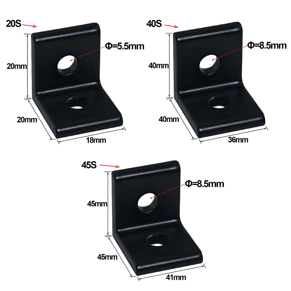2020 3030 4040 4545 aluminium Extrusion Profil Aluminium Legierung 2 Loch 90 degreee Innen Ecke Halterung Pack of 10