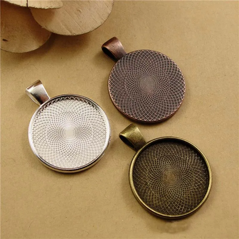 10pcs/lot 25mm Gold Silver Color Necklace Pendant Setting Cabochon Cameo Base Tray Bezel Blank Fit Round Cabochons Base DIY - Image 2