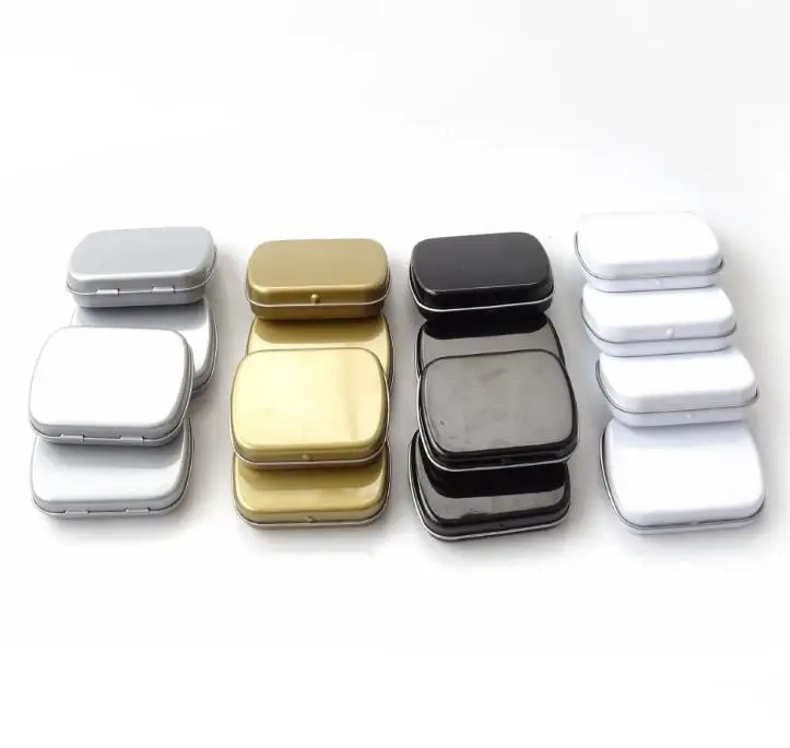 

500pcs 60*47*15mm Mini Tin Box Small Empty Silver White Black Metal Storage Box Case Organizer For Money Coin Candy Keys