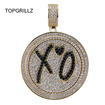 TOPGRILLZ New XO Spinner Pendant Necklace Iced Out Hip Hop/Punk Gold Silver Color Chains CZ Charms Jewelry Gift