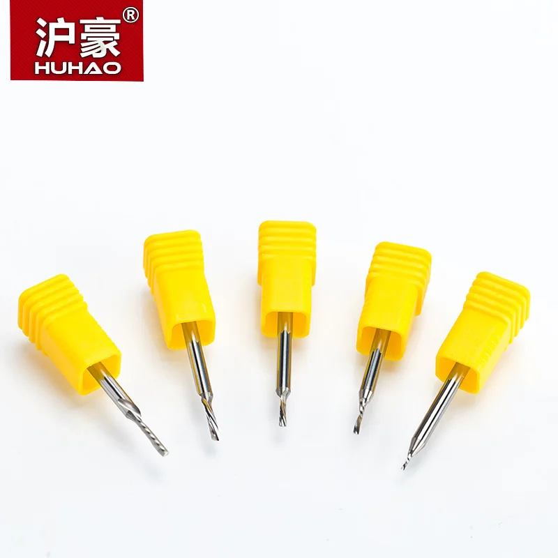 HUHAO 1pc Shank 3.175mm Left Spiral Milling Cutter One Flute Router Bit CNC End Mill Carbide Milling Cutter Tool Accessories