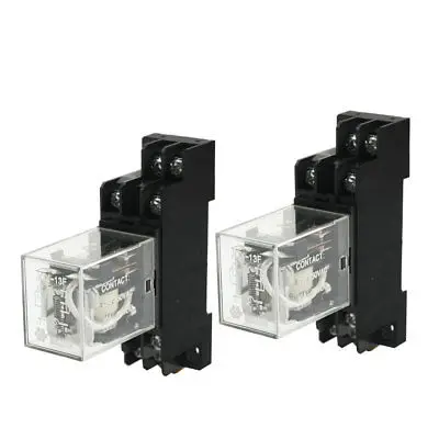 DC1DC12V Coils 2P2T JQX-13F Electromagnetic Power Relay 5A w Socket 2Pcs