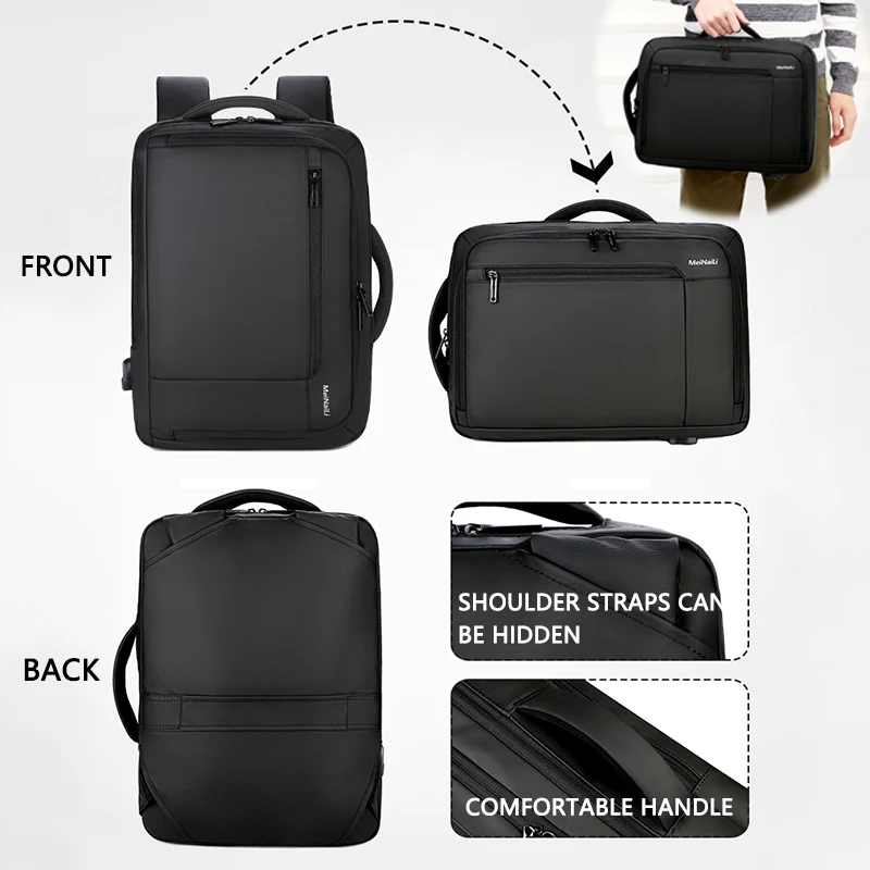 USB Charging Waterproof Business Travel bag Multifunction Anti-theft 14 15.6