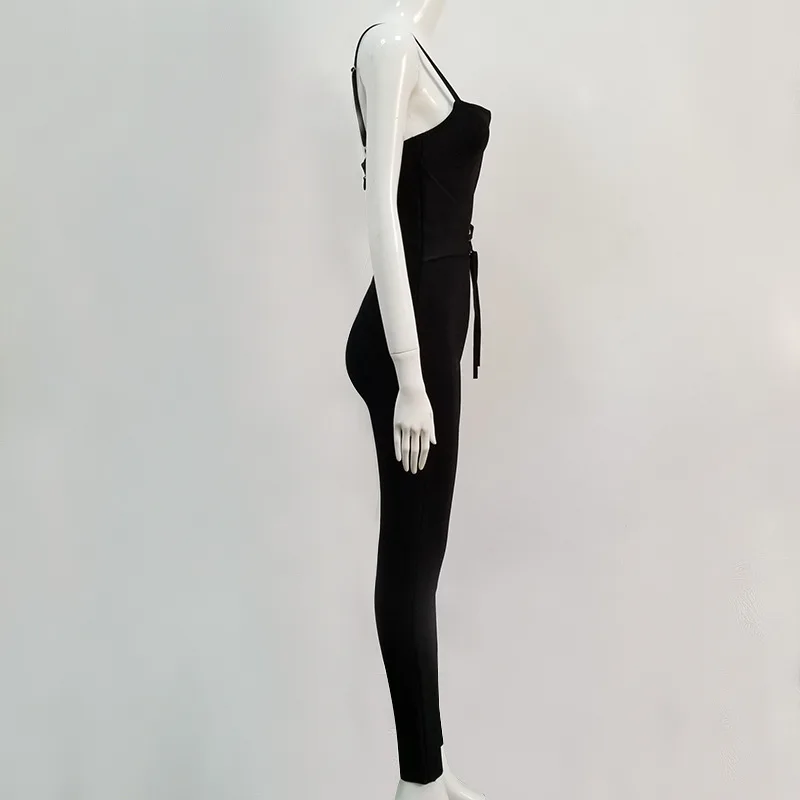 Mais novo macacão sexy para mulheres, preto, branco, slim, de rayon, malha com decote em v, tira em v, para noite, clube, suit