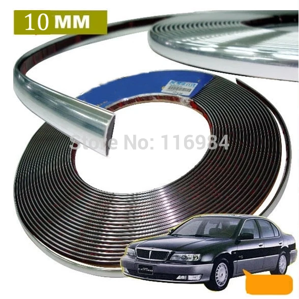 10mm x 3meters car styling self adhesive chrome strip MOULDING TRIM FOR CAR Rearview Mirror хром для авто