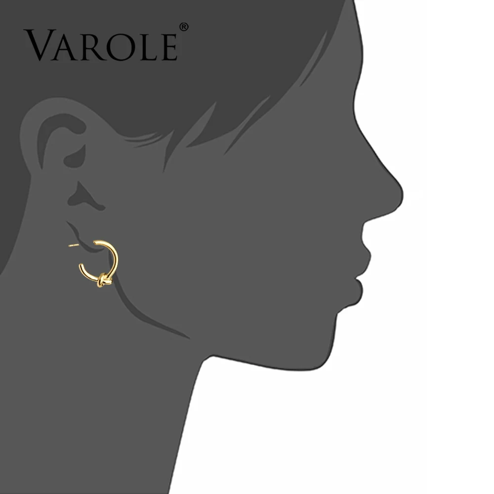 Classic Knot Stud Earrings - Round Gold Tone for Women