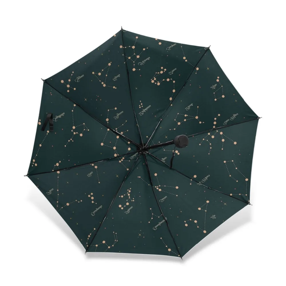 Simple 12 Constellation Foldable Umbrella Rain Men Universe Galaxy Space Stars Automatic Umbrella Windproof Guarda Chuva