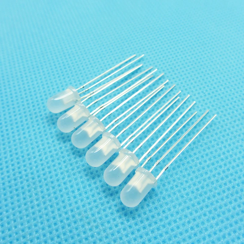 10pcs/lot F5 5mm LED Bi-Color Diffused Common Anode Round Light Emitting Diode Dual Red Blue Foggy Two Plug-in Practice DIY Kit