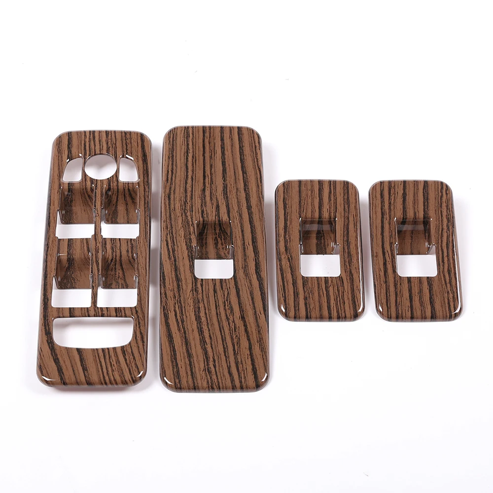 4 Pcs Sands Wood Grain ABS Window ABS Car Lift Button Frame Trim For Land Rover Discovery Sport 2015-2018 Car Accessory