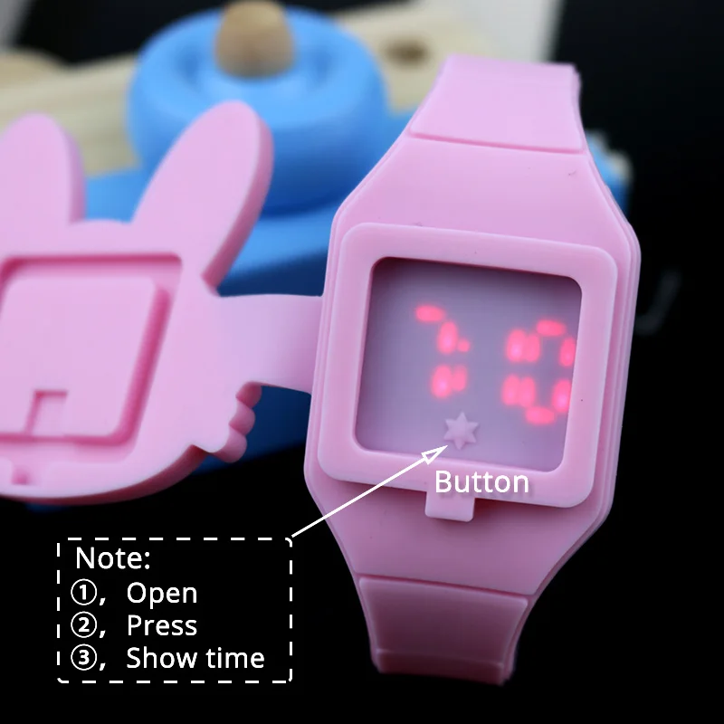 Schöne Kaninchen Cartoon Kinder Uhren Flip Abdeckung Gummi Elektronische Kinder Uhr für Junge Studenten Mädchen Uhr Reloj Infantil Saati