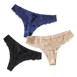 Tangas de encaje para mujer, ropa interior Sexy, lencería sin costuras, bragas femeninas de tiro bajo, parte trasera en T, Bikini íntimo para mujer, novedad