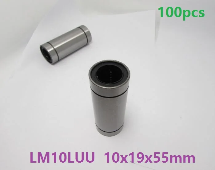 100pcs/lot LM10LUU Long type linear bearings bushing Linear ball bushings for 3d printer parts cnc parts guide 10x19x55 mm