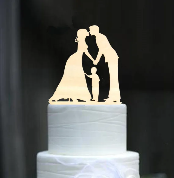 Family Style Rustic Wood Wedding Cake Topper Bride and Groom Cake Toppers with Kids Boy or Girl Cake Decorating Baby Shower