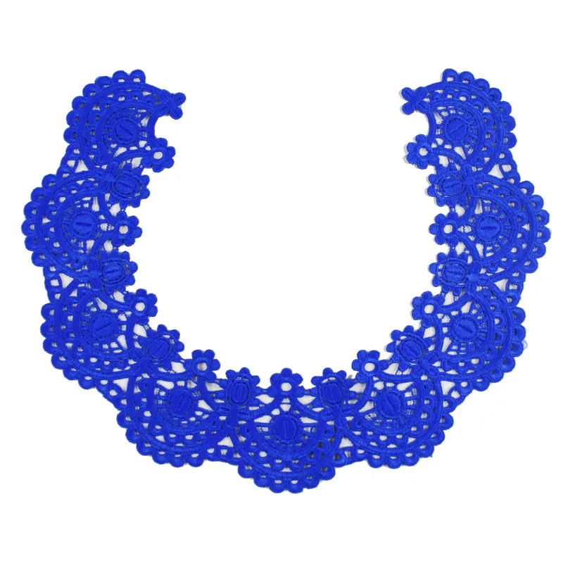 Blue Round Fabric Lace Neckline Collar Applique Embroidery Guipure Lace Fabric For Dress Decoration Scrapbooking