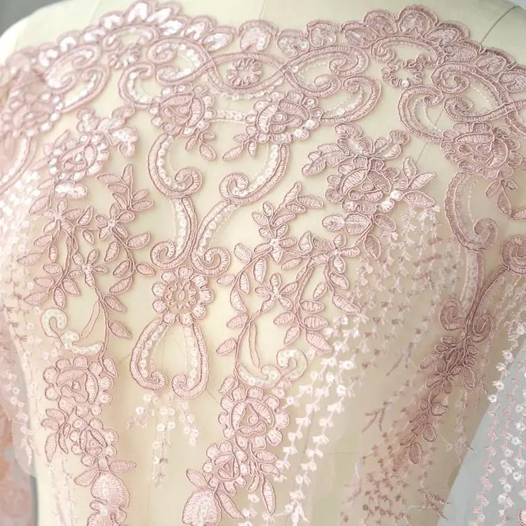 Mehrfarbig, ultrabreit, 60 cm, Pailletten, Stickerei, Spitzenbesatz, Brautschleier, Hochzeitskleid, Kleidung, Stoff, DIY-Bastelzubehör – Detail 3