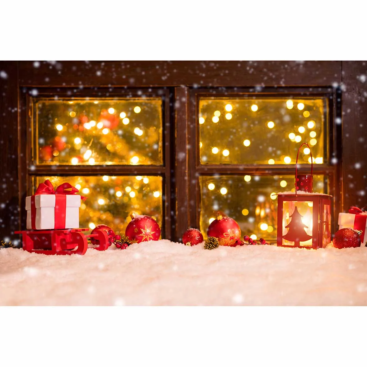 Pano de fundo de madeira para fotografia allenjoy, janela de madeira e plano de fundo para estúdio de fotos, presentes de inverno e luz vermelha