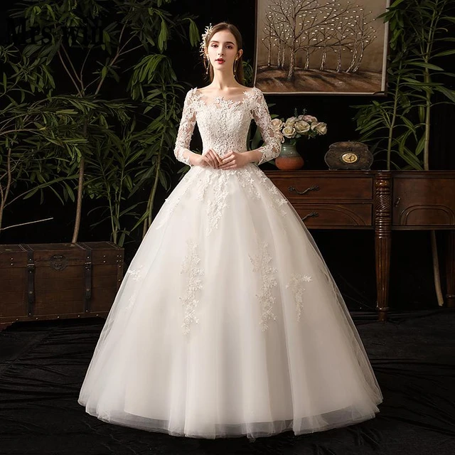 2024 Lace Full Sleeve Wedding Dresses Luxury Muslim Ball Gown Wedding Gowns Custom Made Vestido De Noiva Customized AliExpress