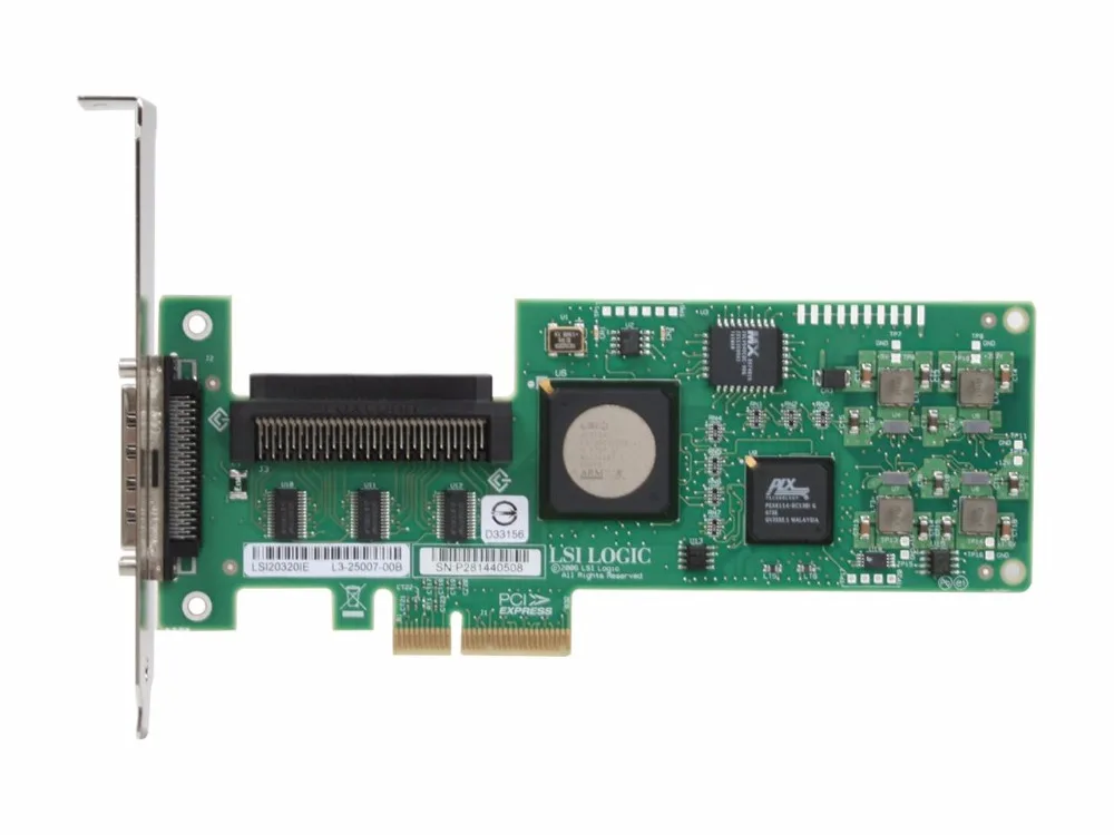 LSI SCSI LSI20320IE Ultra320 PCI Express 1.1 JBOD بطاقة وحدة التحكم ، واحد