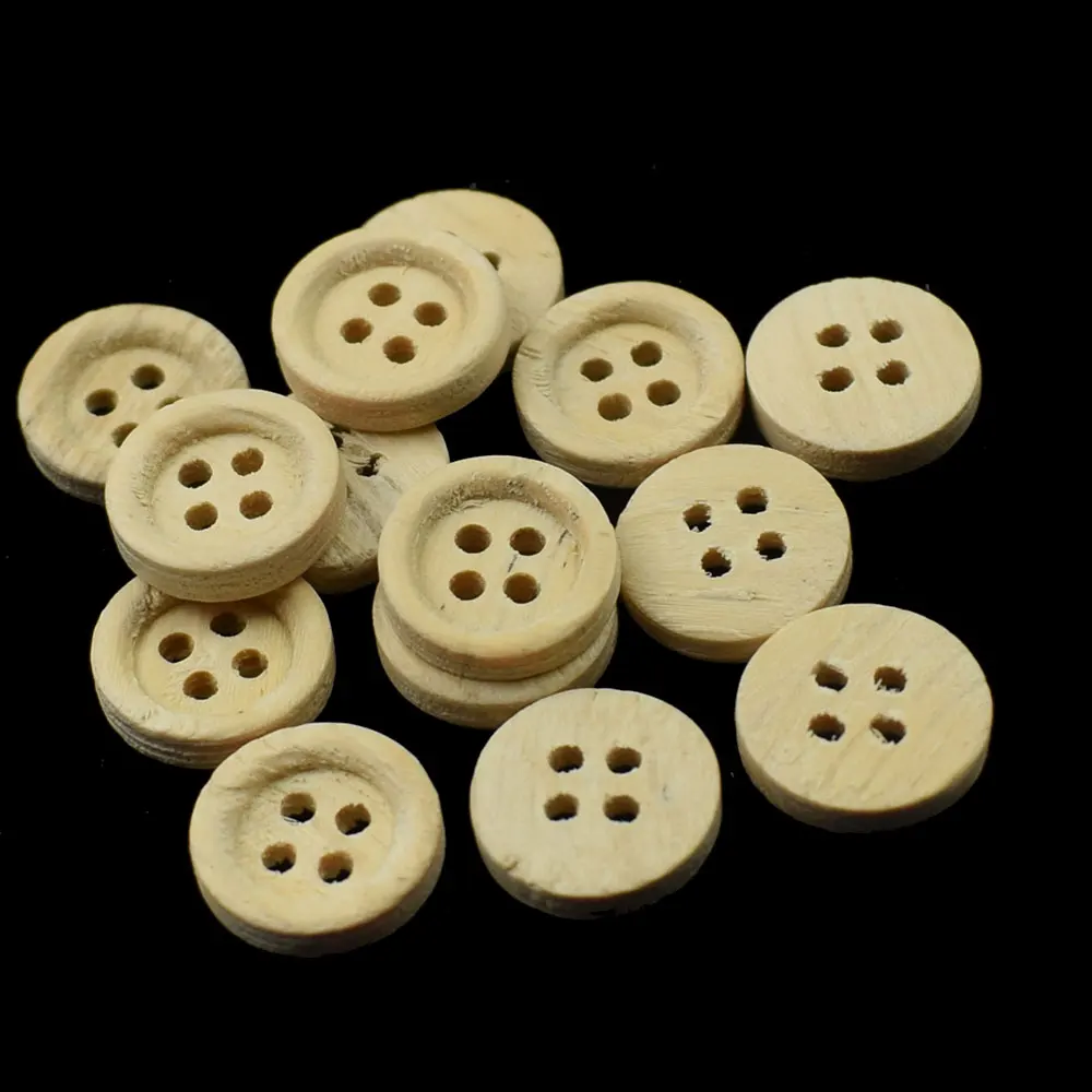 100PCS Mini Round Wooden Buttons Natural Color Round 4-Holes Sewing Scrapbooking DIY Button Sewing Accessories for Crafts