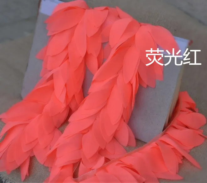 5 yards/lot  Leaves 3D Chiffon Flower Lace Boa Sewing Trims Fringe Lace Ribbon Bow accessories DIY Material