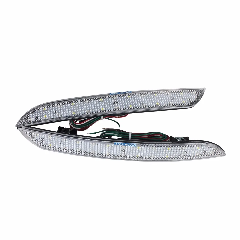 ANGRONG 2x Clear Lens Rear Bumper Reflector LED Reverse Brake Light For BMW 5-series 520d, 520i, 523i, 525d 2009-2014(CA179)