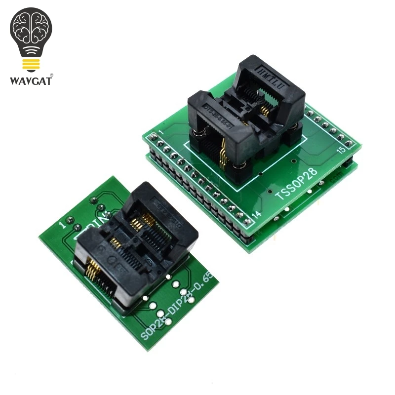 WAVGAT TSSOP28 to DIP28 Adapter TL866A TL866CS programmer adapter SSOP8 to DIP8 IC Test Socket adapter 0.65mm Pitch