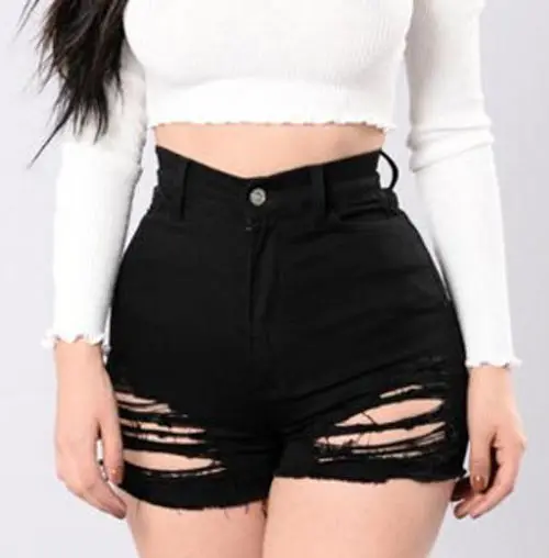 New Arrival  Women Fashion Shorts Brand Vintage Tassel Ripped Skinny High Waist Shorts Punk Sexy Short Jeans Hot Summer