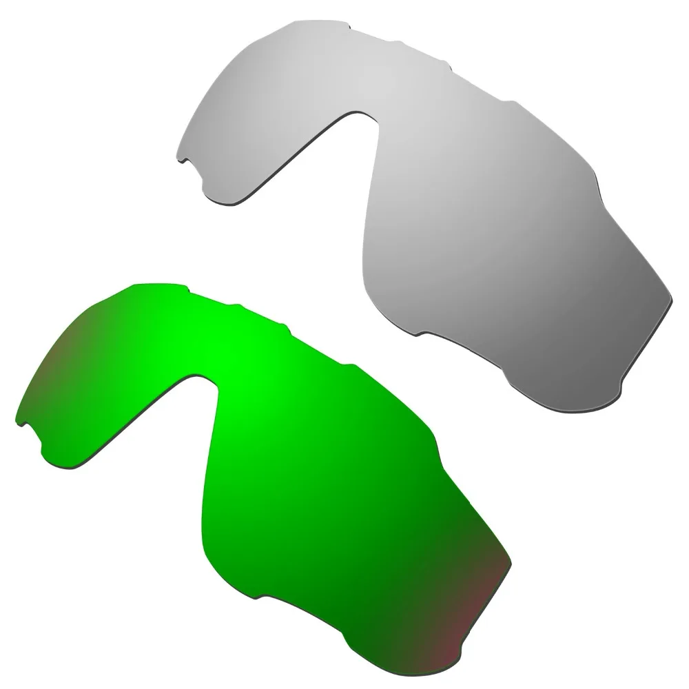 

HKUCO Silver/Green 2 Pairs Polarized Replacement Lenses For Jawbreaker Sunglasses
