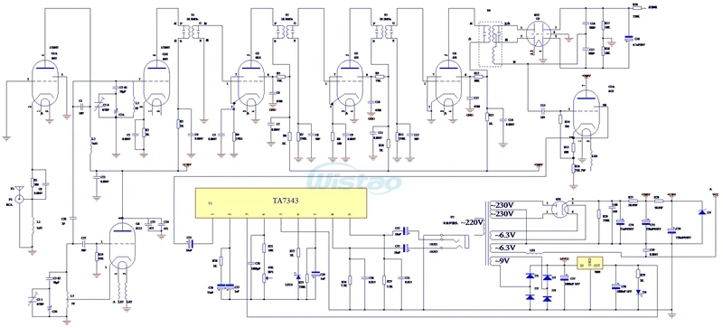 IWISTAO Tube FM Stereo Radio Head Finished PCBA Kit or Empty Board 6C11 No Including Power Transformer HIFI Audio 110V/220V DIY