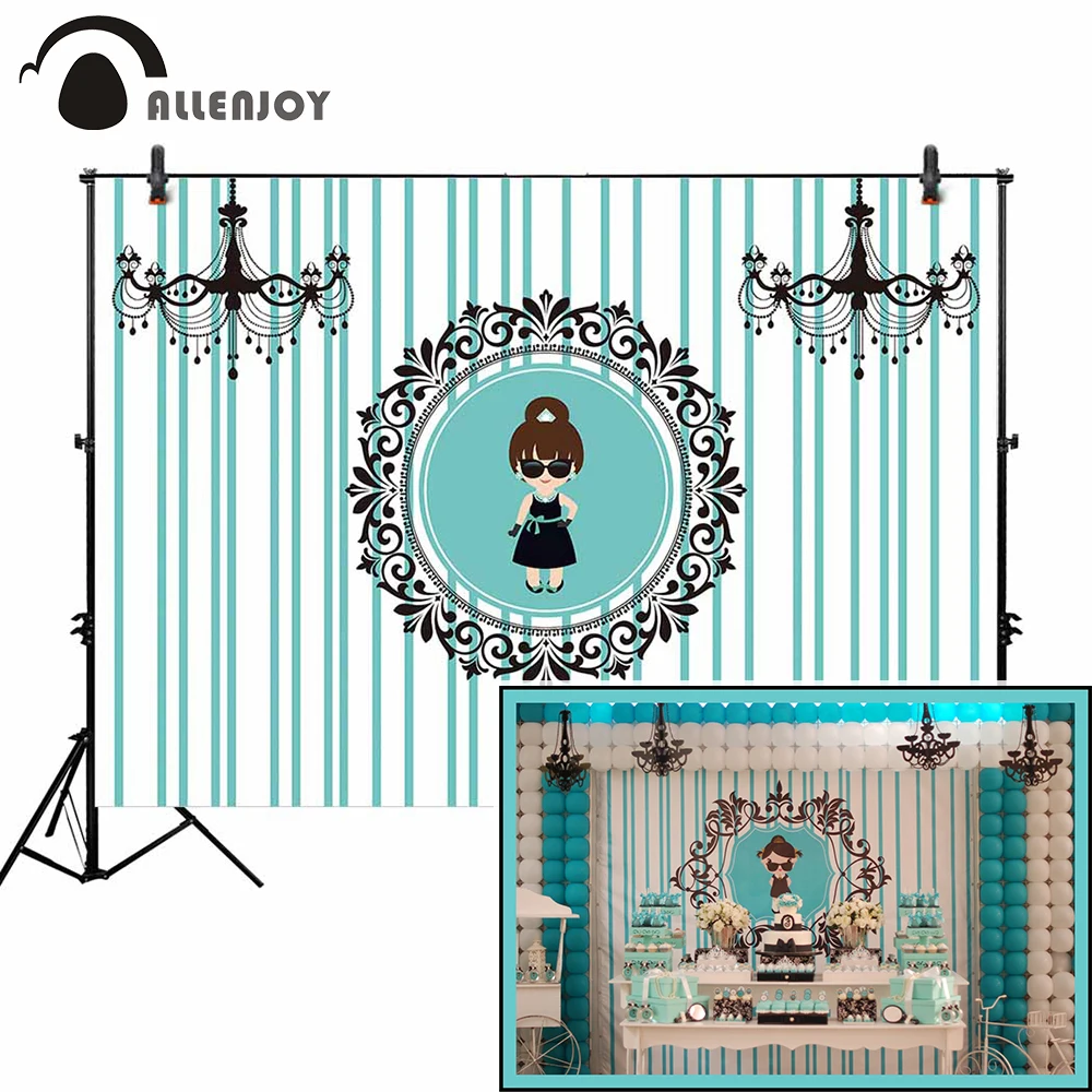 Allenjoy backdrops photo background Bridal shower tiffanyblue chandelier noble girl princess party photography photophone