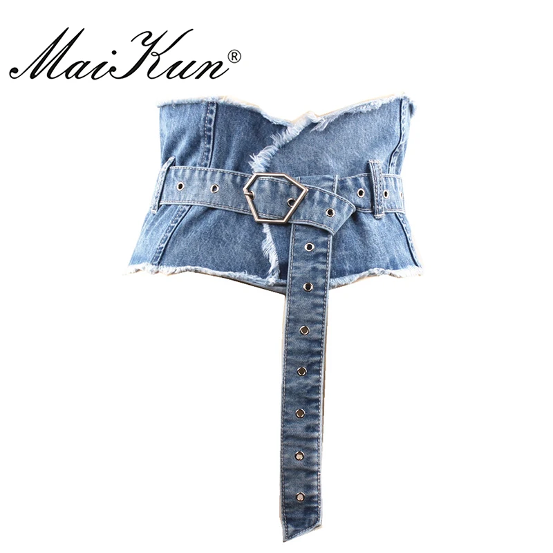 Korea Style Denim Wide Corset Jeans Women Belts For Women Female Belt Cummerbund for Party Dresses Fashion Clothing Accessories