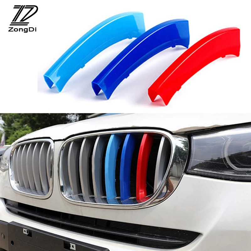 ZD For BMW X1 F48 E84 X3 F25 X5 F15 E70 X4 F26 X6 E71 F16 Accessories 3pcs Car Front Grille Trim Sport Strips Cover Styling