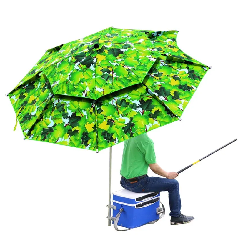 Leaves Fishing Umbrella 2.0m 2.2m 2.4m Portable Folding Fisher Outdoor Waterproof Rain Proof Anti-uv Sunscreen Tarp Beach Awning