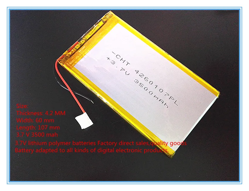 3.7 V lithium polymer batteries, 4060105, 4260107, 3500 mah applicable tablet rechargeable batteries