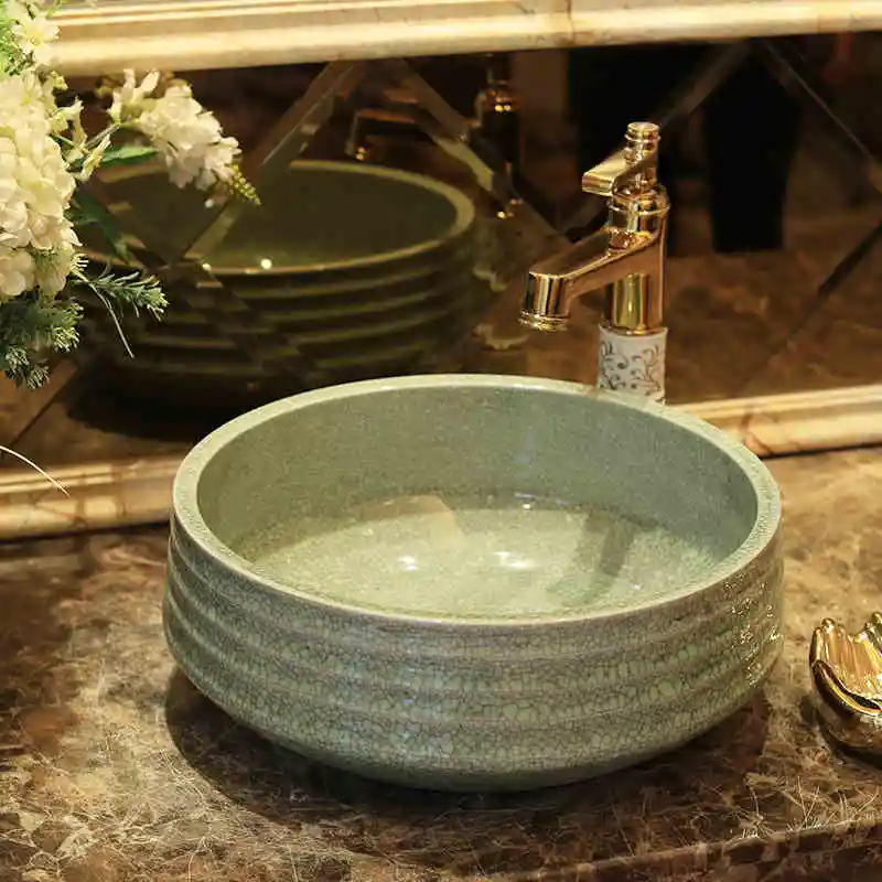 

China Artistic Handmade Art wash basin Ceramic Counter Top Wash Basin Bathroom Sinks bathroom countertop washing basin