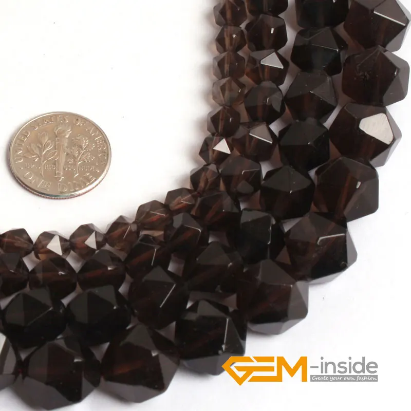 

Natural Stone Brown Smoky Quartzs Faceted Polygonal Beads For Jewelry Making Strand 15" DIY Bracelet Necklace Jewelry Beads