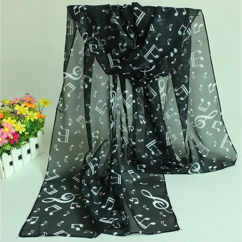 Newly ACC Shawl Wrap Women Scarf Music Note Printed Lady Chiffon Silk Scarf  Apparel & Accessories Fashion