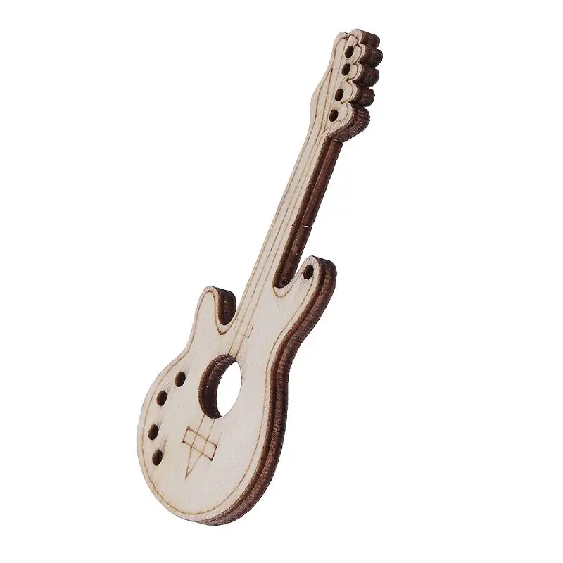 10pcs Laser Cut Wood Guitar Embellishment Wooden Shape Craft Wedding Decor