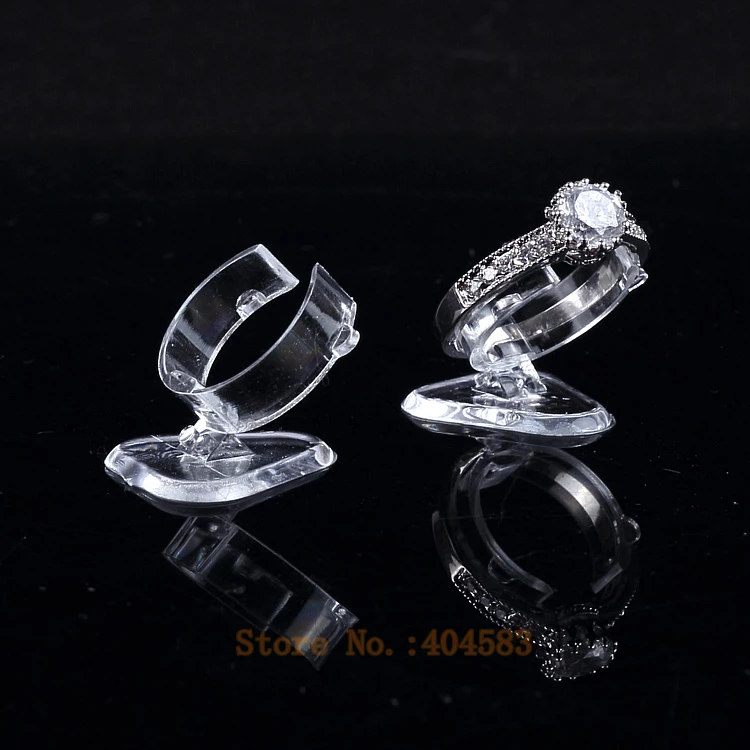 50 Pcs Clear View Elastic-C CirclePlastic Ring Display   Holder Rack Tabletop Decoration Stand